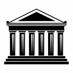 an illustration of a grand building with pillars, symbolizing history and architecture. The building features a triangular roof and a classic design vector illustration