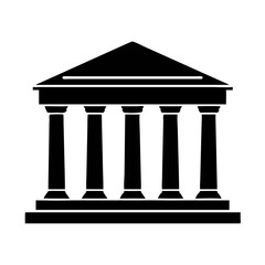 a classic building silhouette with columns and triangular roof, isolated. This vector design can represent various institutions and architecture.  vector illustration