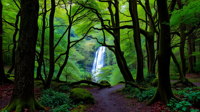 Fairytale Forest, views on the way to the Torc waterfall  in Killarney National Park, Ireland