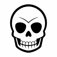 Fototapeta premium a stylized skull illustration. It is a stark black and white image, with the skull's features clearly defined. The image may be used for Halloween decorations vector illustration