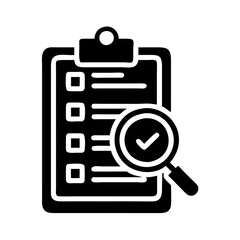 Fototapeta premium a checklist with a magnifying glass over it, indicating a successful inspection or approval vector icon illustration