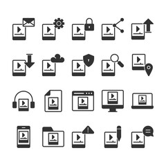 Video Icon Set Sign Symbol
