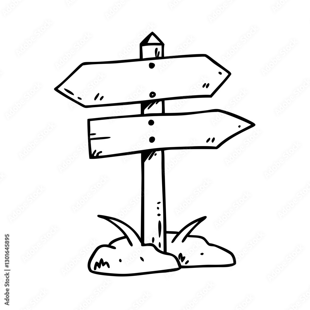 Poster wooden signpost with two arrows, each pointing in a different direction. this signpost is perfect fo