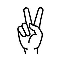 Obraz premium a hand making the peace sign with index and middle fingers raised, depicting peace and victory. The background is simple and clean vector illustration