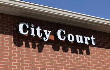 Obraz premium City Court sign at City Hall. City Court handles criminal misdemeanors, traffic infractions and city ordinance violations.