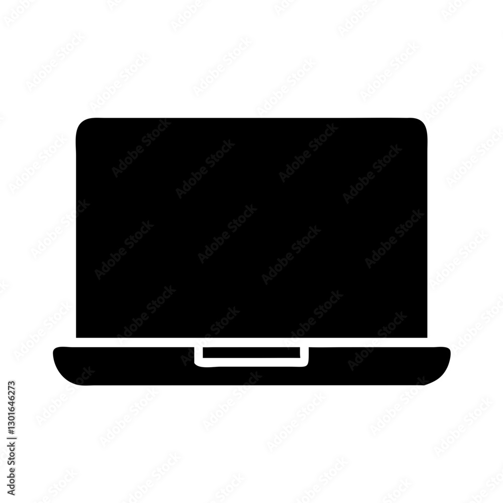 Poster a minimalistic icon of a laptop computer, perfect for representing technology, work or connectivity 