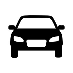 Obraz premium a black silhouette of a car, viewed from the front. The car has sleek lines, a low profile, and large headlights. The overall impression is modern and elegant