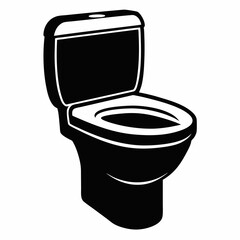 a modern black and white toilet, clean design and minimalist illustration of a toilet, showcasing its sleek lines vector illustration