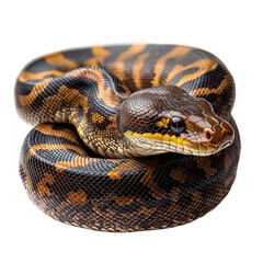 Obraz premium Coiled Python Portrait isolated on transparent background, PNG