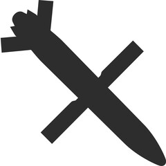 Obraz premium Long-range air-launched cruise missile, classic silhouette icon in black color, top view.
