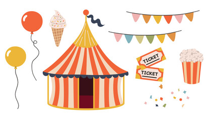 Circus animals clipart, Circus set collection vector, Cute animals, Carnaval clipart © ElenaVector44