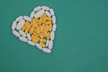 Photo of pills drugs  on background