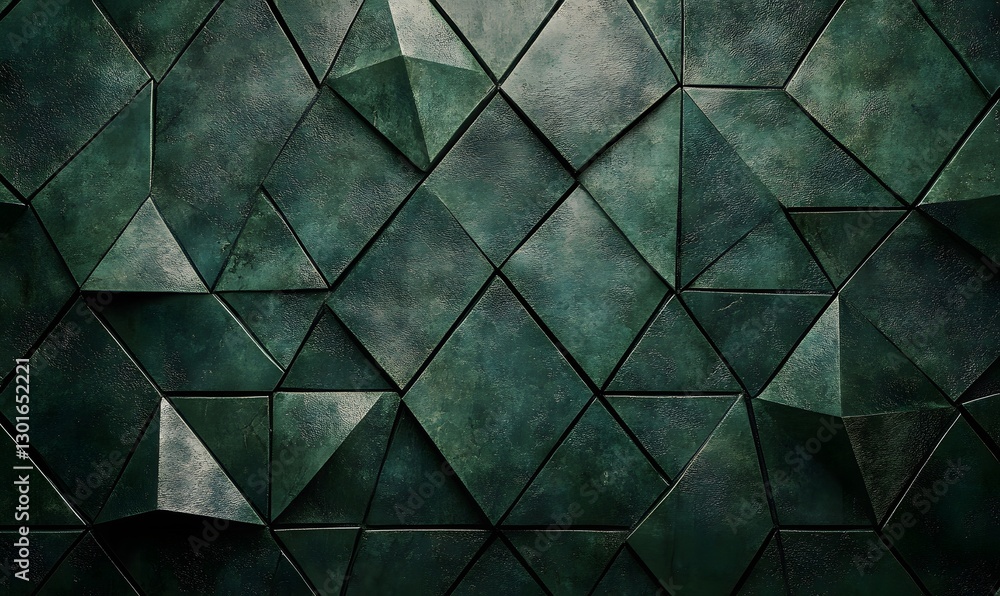 Poster emerald geometric triangles creating a dimensional abstract art background