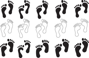 Footprint Silhouette Collection Vector Set for Tracking Identity and Design Elements