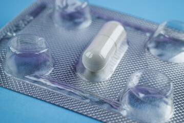 Photo of pills drugs  on background