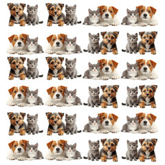 Harmony of Friends: A harmonious collection of various dog and cat pairs together, an ultimate example of friendship and companionship.