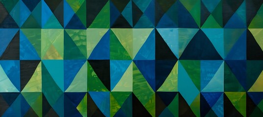 Rhombus Grid Background With Rusty Blue and Green Shades in an Abstract Geometric Pattern
