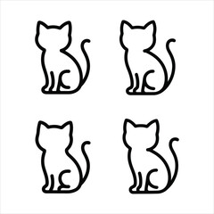 Minimalist Cat Line Art Vector Illustration, Simple Feline Silhouettes in Various Sitting Poses