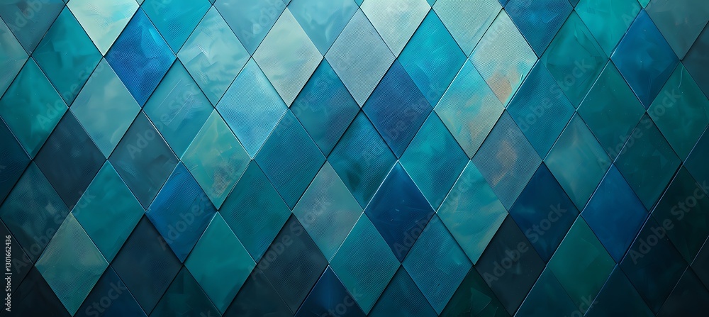 Poster abstract rhombus grid backdrop with alternating rusty tones of blue and green for a unique look