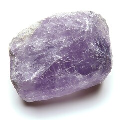 Fototapeta premium Raw Purple Crystal on White Background with Natural Texture Detail