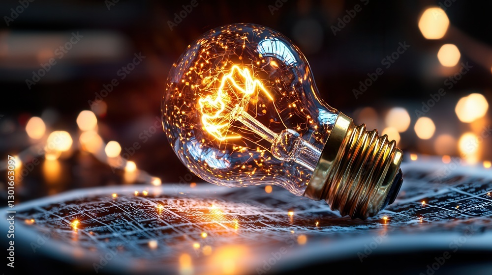 Aufkleber a glowing incandescent lightbulb shining brightly symbolizing the spark of the power of innovative i