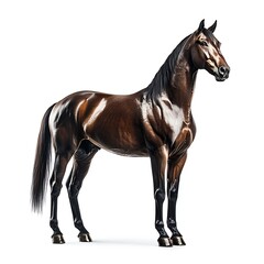 Majestic Brown Horse with Glossy Coat Standing Proudly in Profile