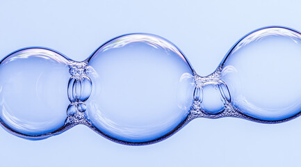 Fototapeta premium Bubbles float gracefully in the air against a serene blue background during a calm afternoon