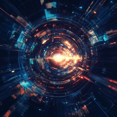Obraz premium abstract technology background glowing lines and dots, 3d render