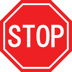  Stop Sign Icon, red sign, isolated on white background, Vector illustration.