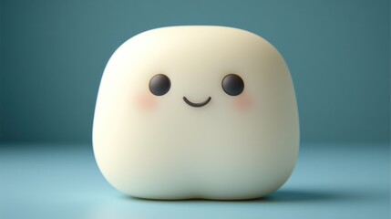 Fototapeta premium Cute marshmallow character against teal background