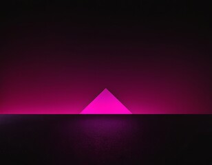 A minimalistic purple pyramid rises from the dark horizon, creating a serene and mysterious atmosphere.