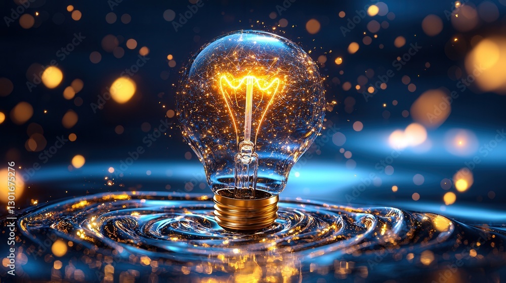 Aufkleber glowing fractal lightbulb concept representing innovation creativity and inspiring ideas this digita