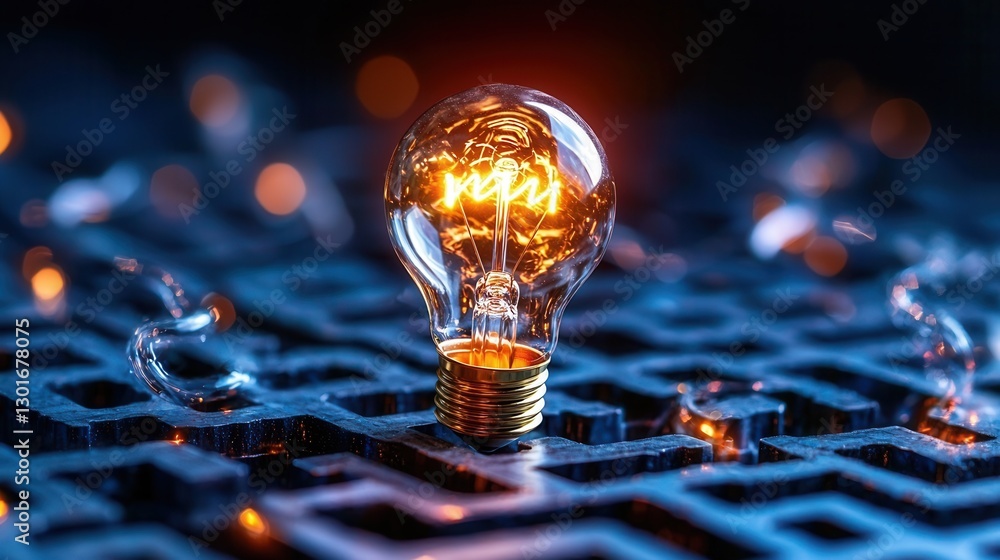 Poster radiant maze of high tech illumination futuristic digital design with glowing interconnected circuit
