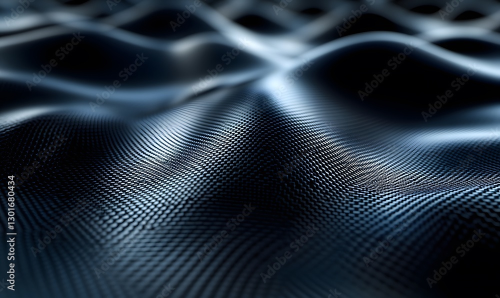 Poster abstract wavy surface with intricate texture and dark blue tones and dynamic lighting