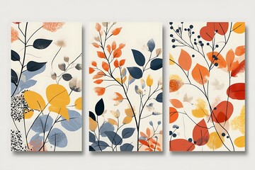 Autumn Foliage Art, Cream Background