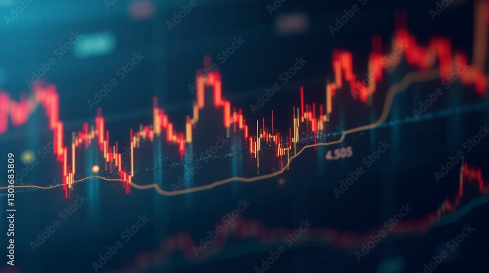 Poster dynamic stock market chart display on digital screen