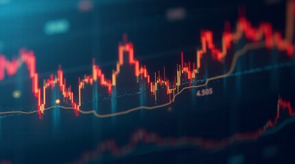 Dynamic Stock Market Chart Display on Digital Screen