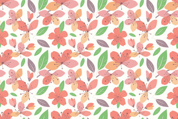 Seamless pattern with sakura branches and flowers. Gray, green and pink colors. It can be used for textiles, fashion, wallpaper, wrapping paper, notebooks.