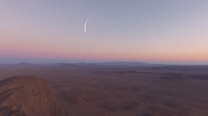 Obraz premium A celestial comet streaks across the beautiful colorful evening sky