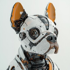3d rendering of a robot with orange and black fur isolated on white background