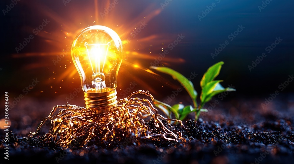 Poster symbolic maze of enlightenment a glowing lightbulb shines brightly within a maze like design surroun