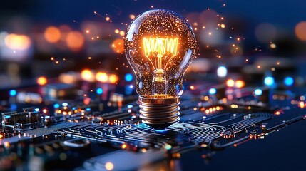 A visually dynamic and captivating labyrinth of technological brilliance futuristic illumination and innovative ingenuity  This image symbolizes the power of creativity imagination