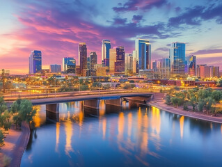 sunset over the city