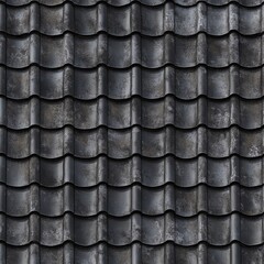Weathered grey roof tiles with layered pattern and texture