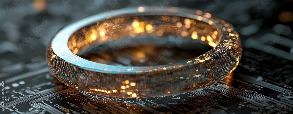 Poster a dark background serves as the setting for a vibrant ring illuminated by neon colors, symbolizing t