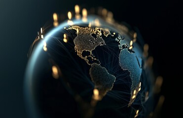 The modern digital world map illustrates a global network of communication, connecting clients worldwide via mobile and electronic channels, and showcasing direct sales and email marketing strategies