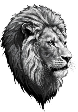 Majestic Lion Portrait: Black and White 