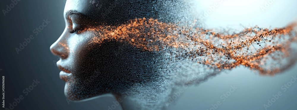 Poster ai in healthcare is represented by the merging of the dna double helix with digital ai components, u