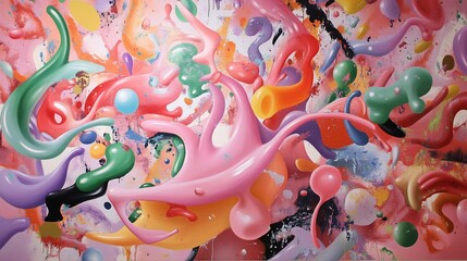 Abstract Colorful Fluid Painting