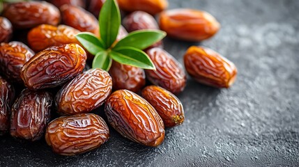 Dates on dark stone background